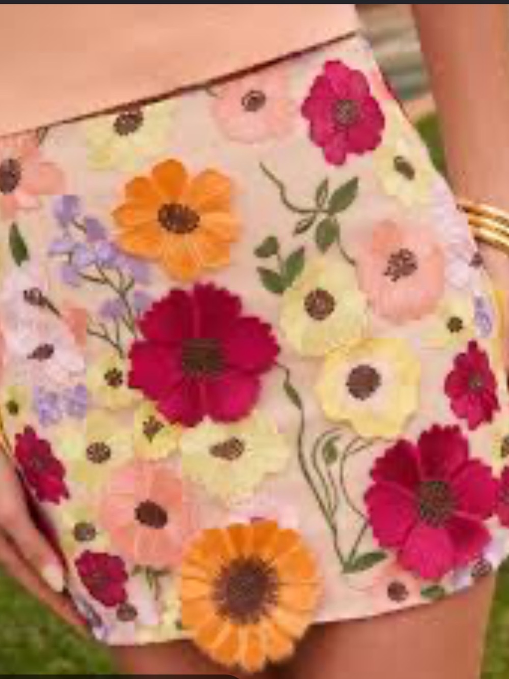 Altar'd State Floral Embroidered Mini Skirt in Pink, Yellow, Orange, Red